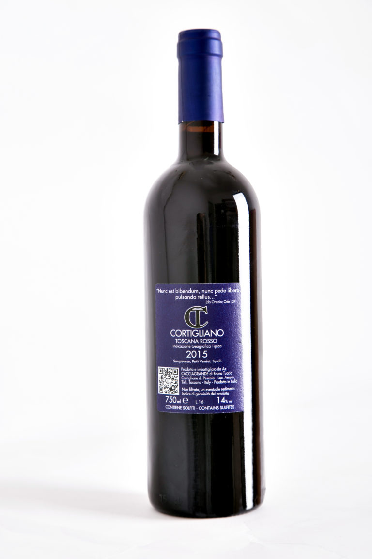 Etichetta retro - Vini Toscani Rossi - CORTIGLIANO IGT Maremma Toscana, Cacciagrande