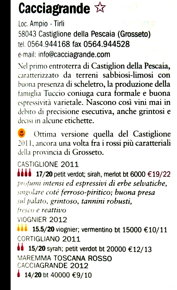 I Vini di Italia 2014 - La Guida de l'Espresso - Recensione per I vini Cacciagrande