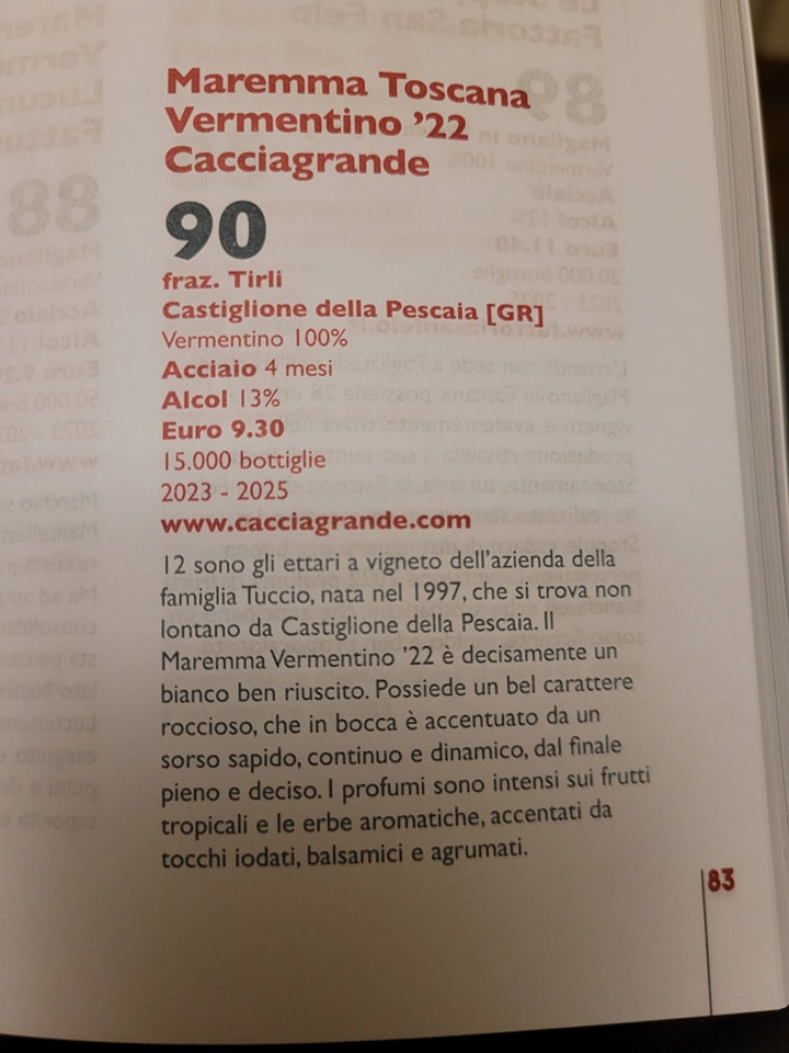 Berebene, classifica Gambero Rosso Cacciagrande, Vermentino Maremma Toscana